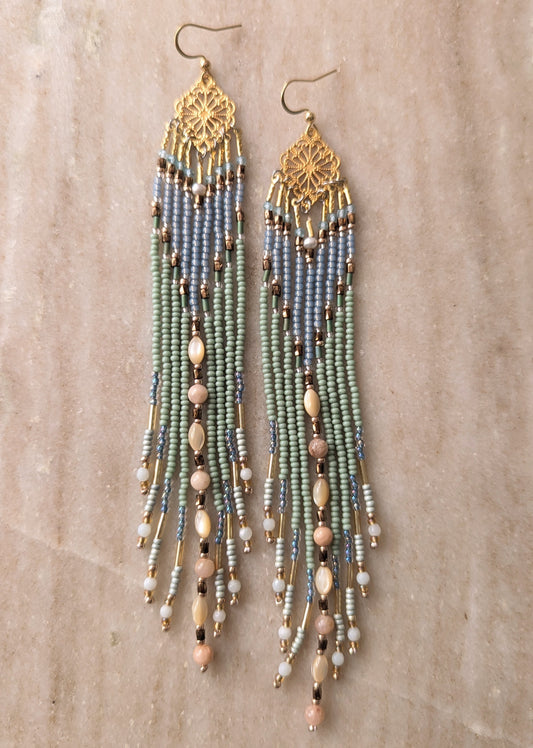 Circe Seafoam Beaded Earrings