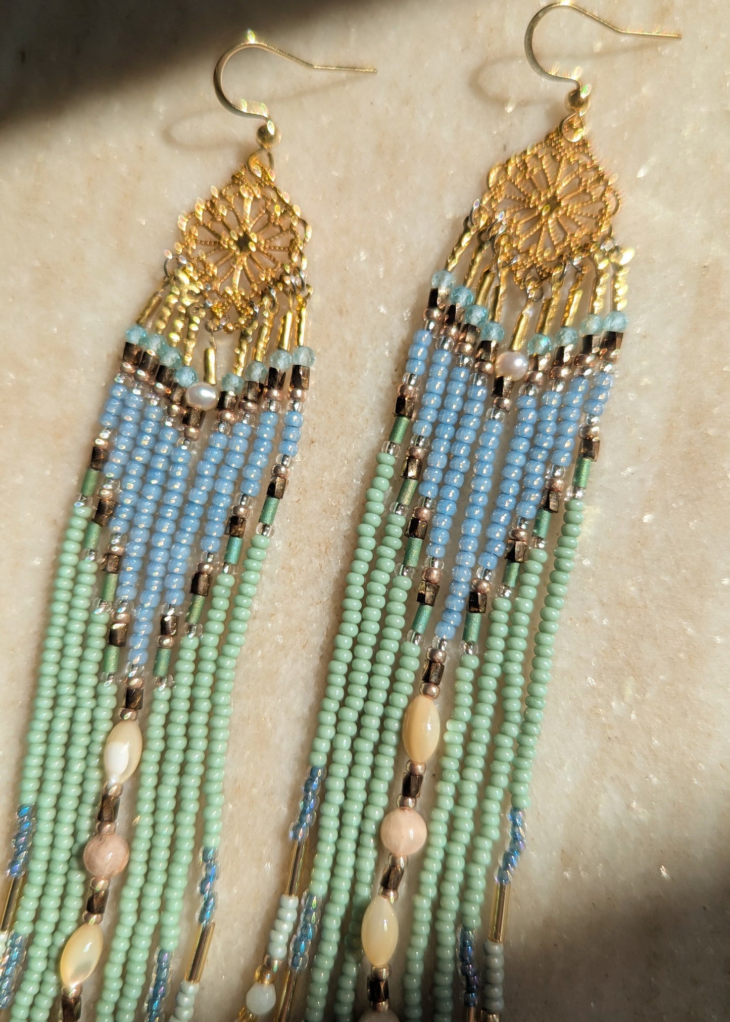 Circe Seafoam Beaded Earrings