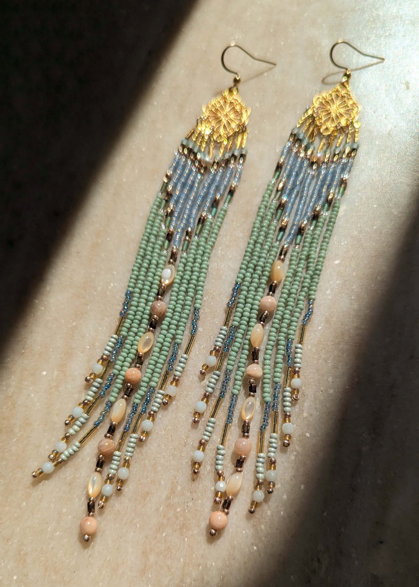 Circe Seafoam Beaded Earrings