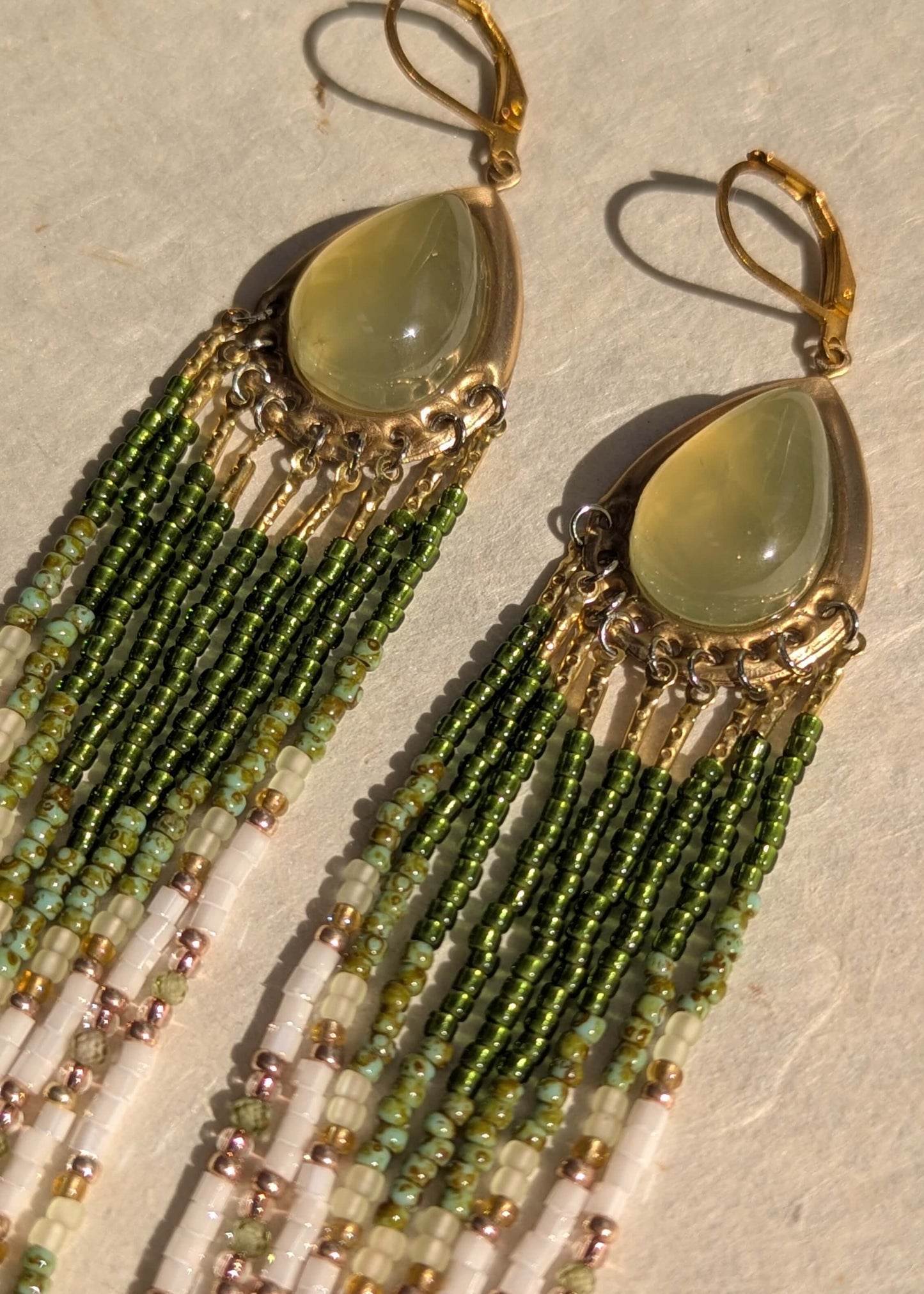 Daphne Lime Green Beaded Earrings