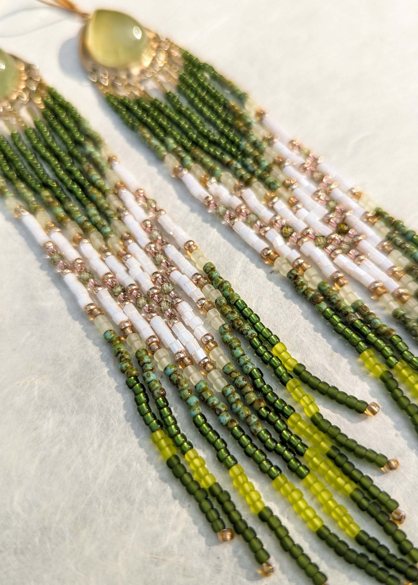 Daphne Lime Green Beaded Earrings