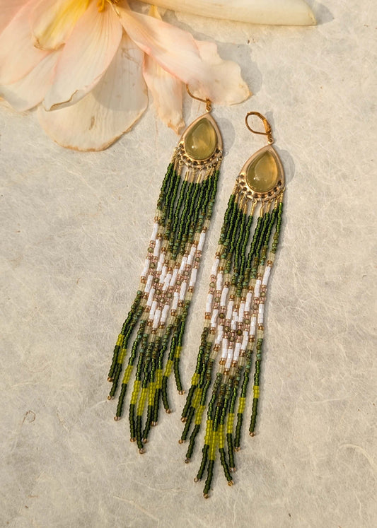 Daphne Lime Green Beaded Earrings