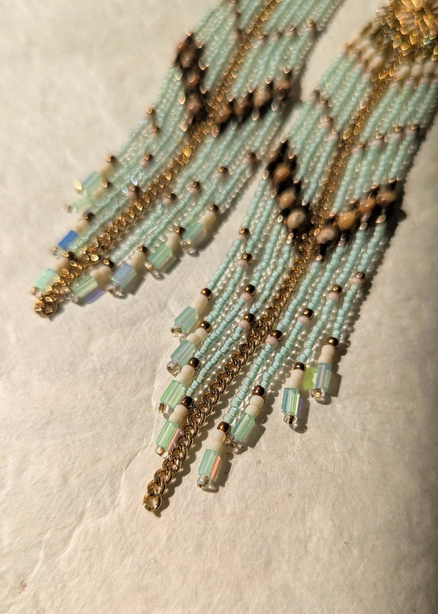 Rosalind Mint Mist Jasper Beaded Earrings