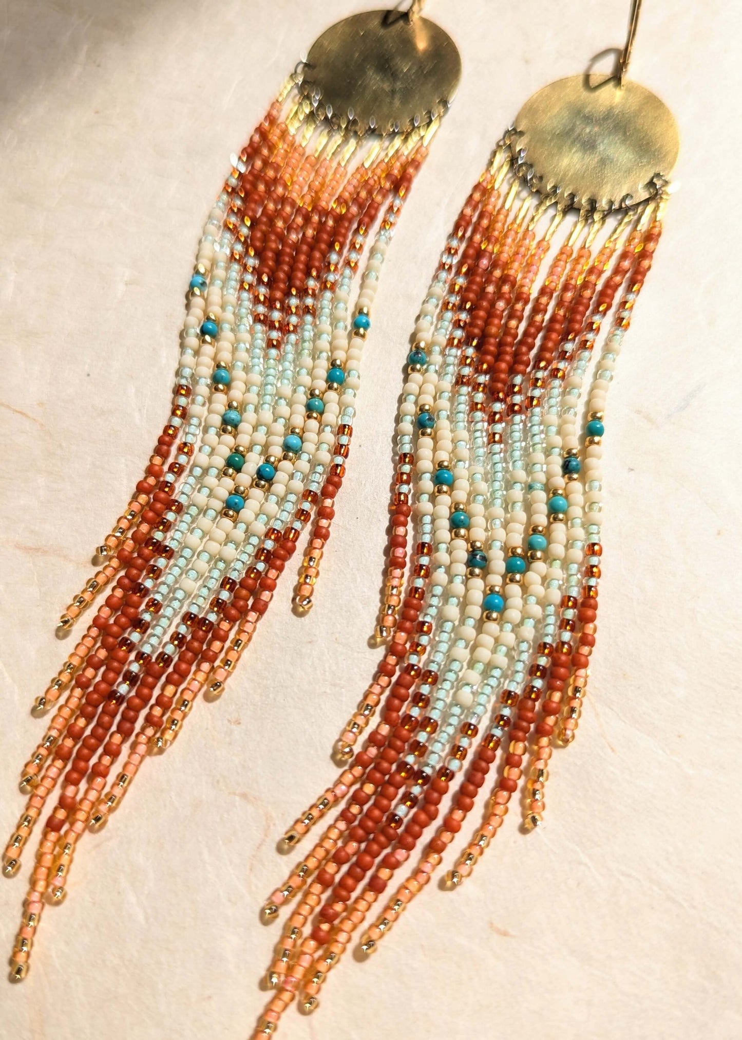 Nampeyo Terracotta Turquoise Beaded Earrings