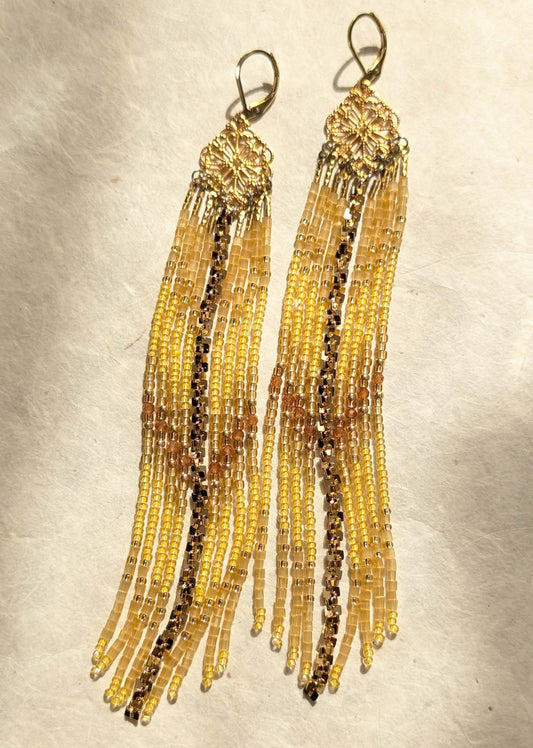 Theodora Liquid Gold Beaded Earrings