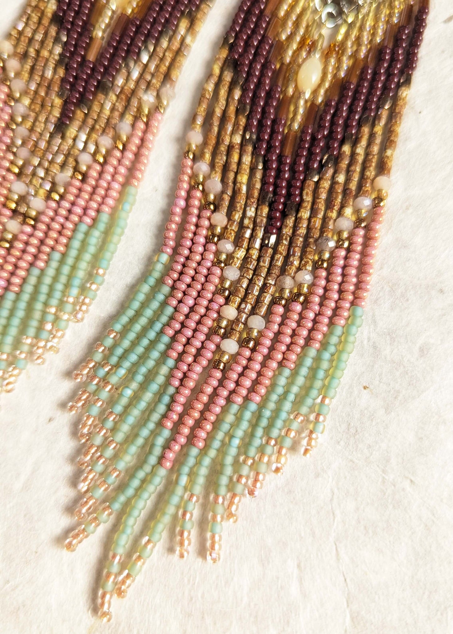 Lovelace Burgundy Beaded Earrings