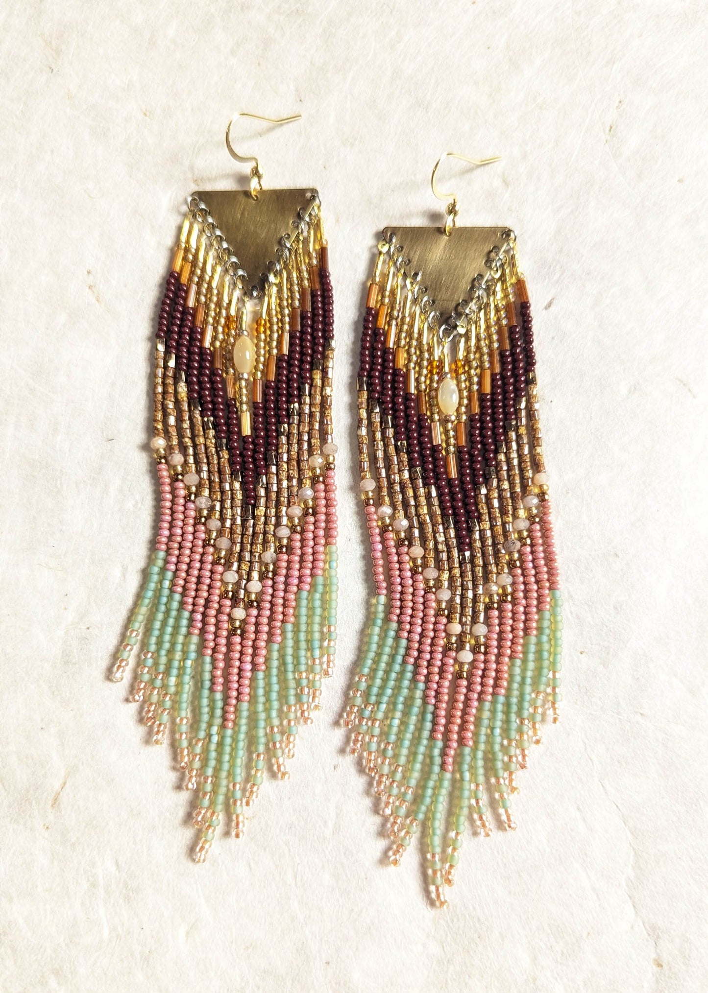 Lovelace Burgundy Beaded Earrings