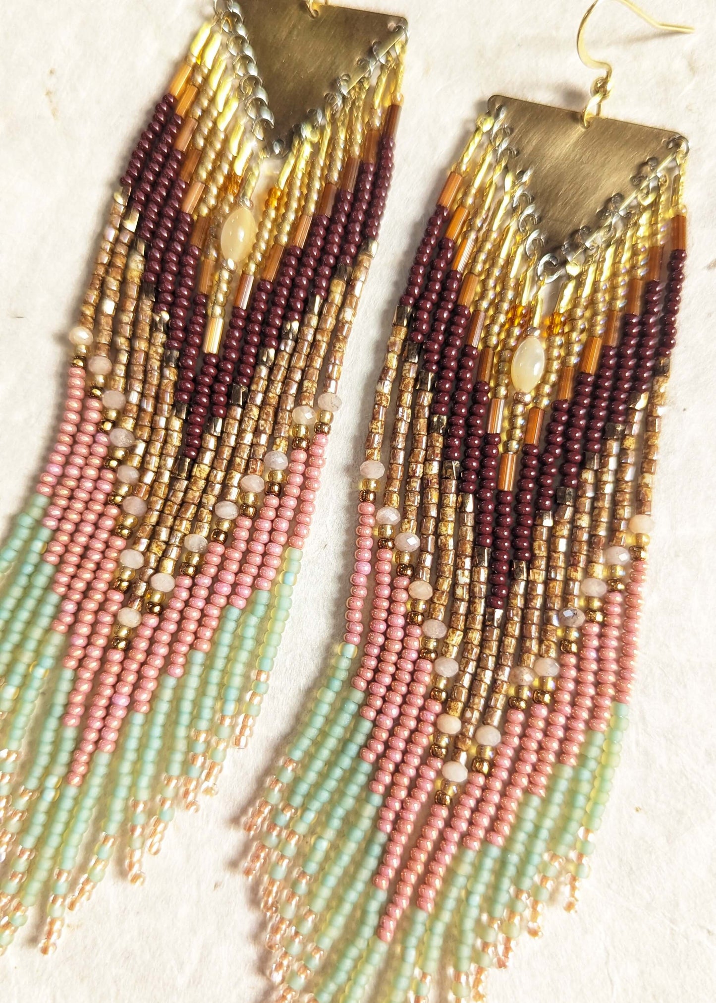 Lovelace Burgundy Beaded Earrings