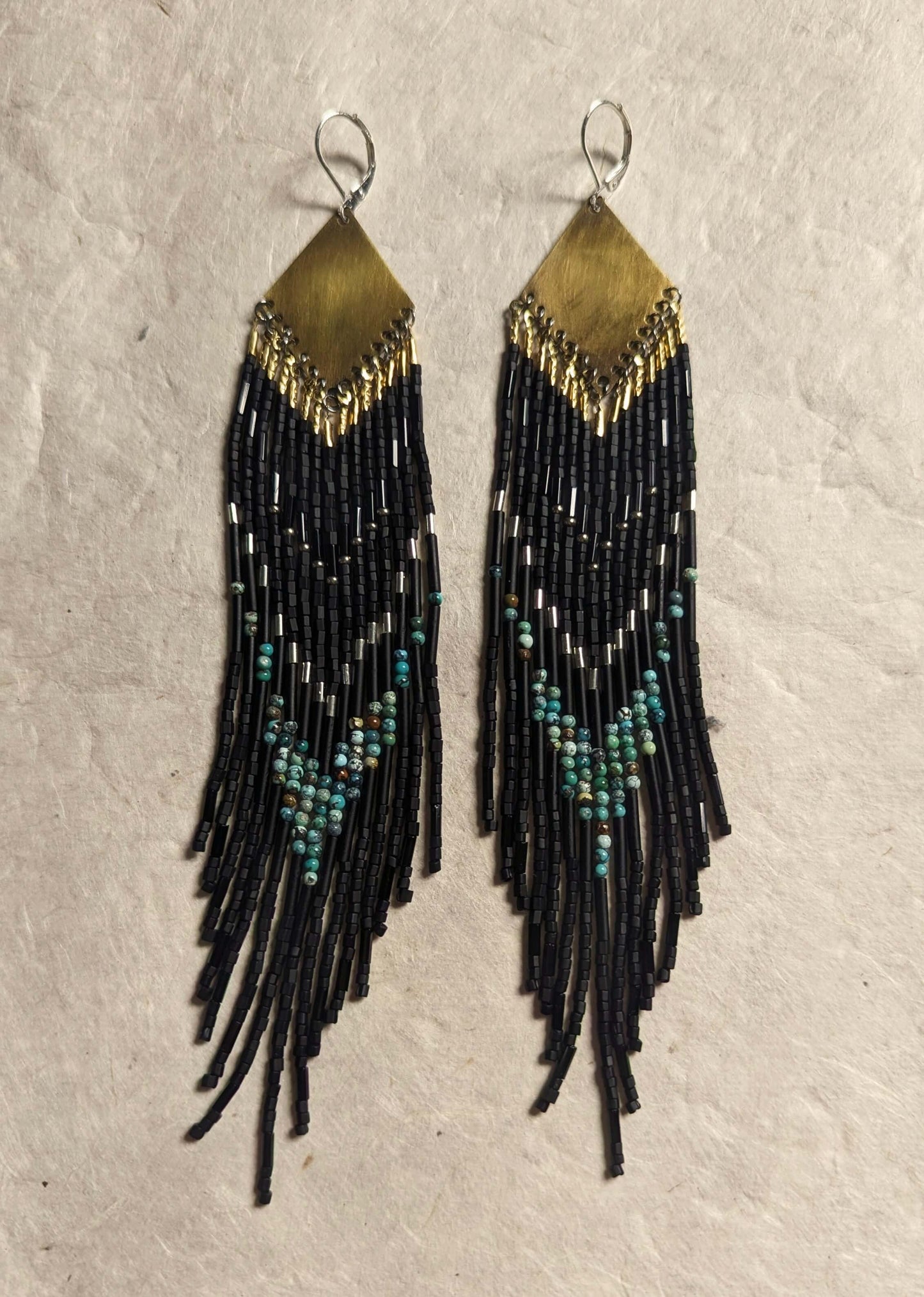 Lozen Matte Black Beaded Beaded Earrings