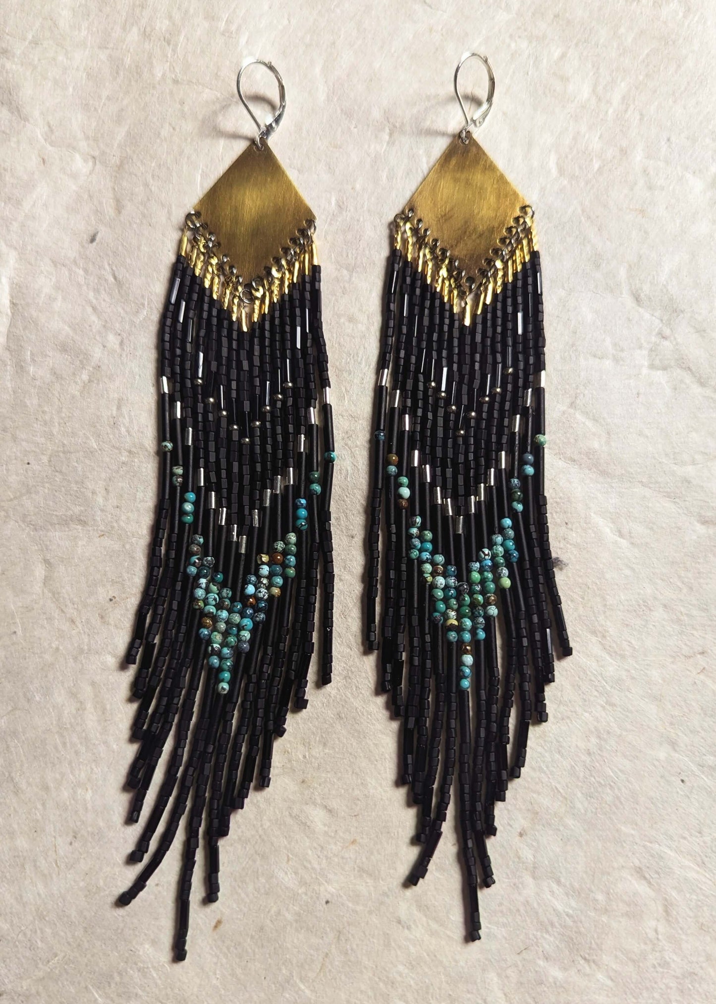 Lozen Matte Black Beaded Beaded Earrings
