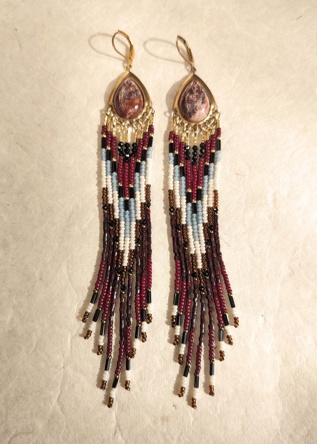 Florence Burgundy Beaded Earrings