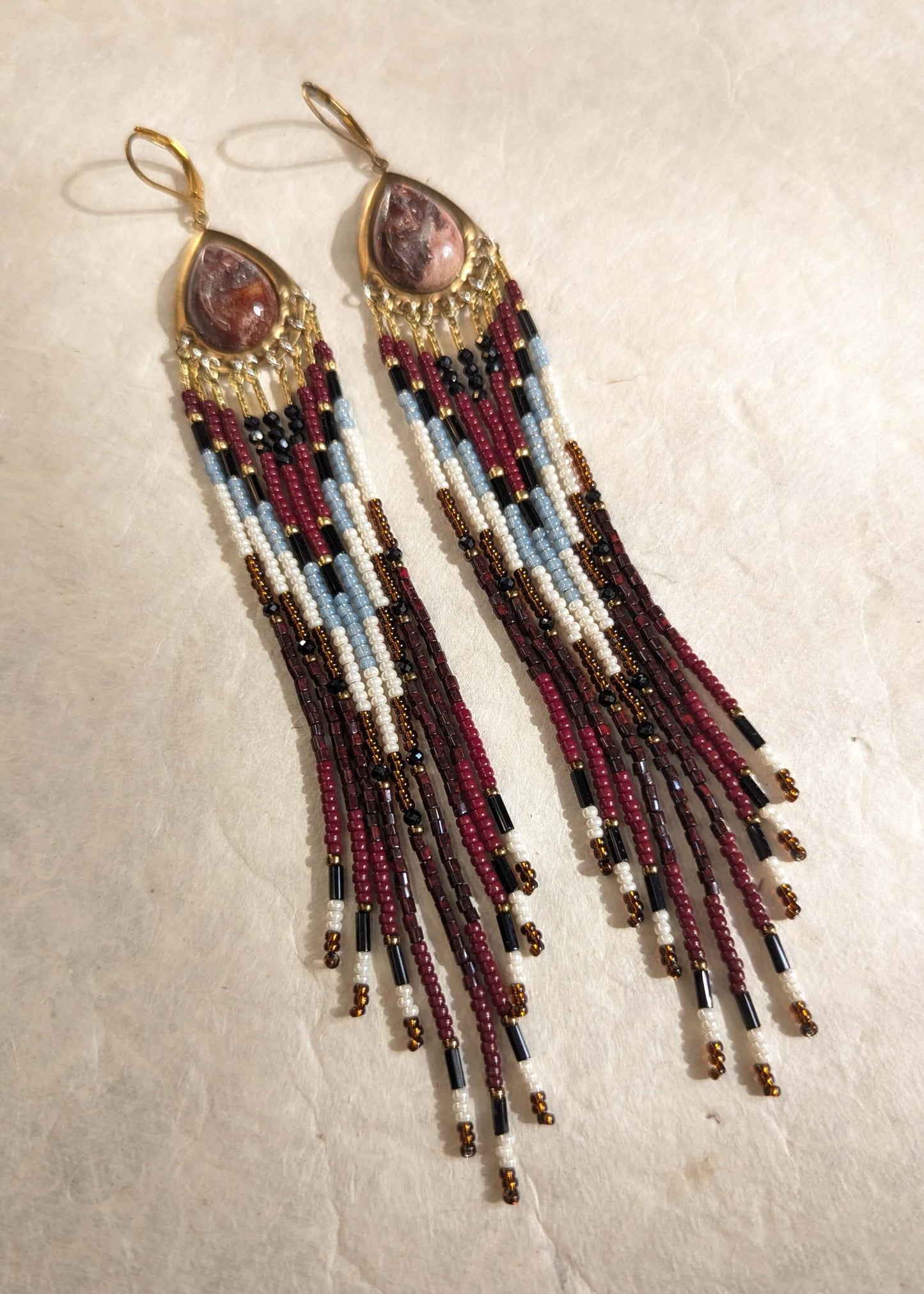 Florence Burgundy Beaded Earrings
