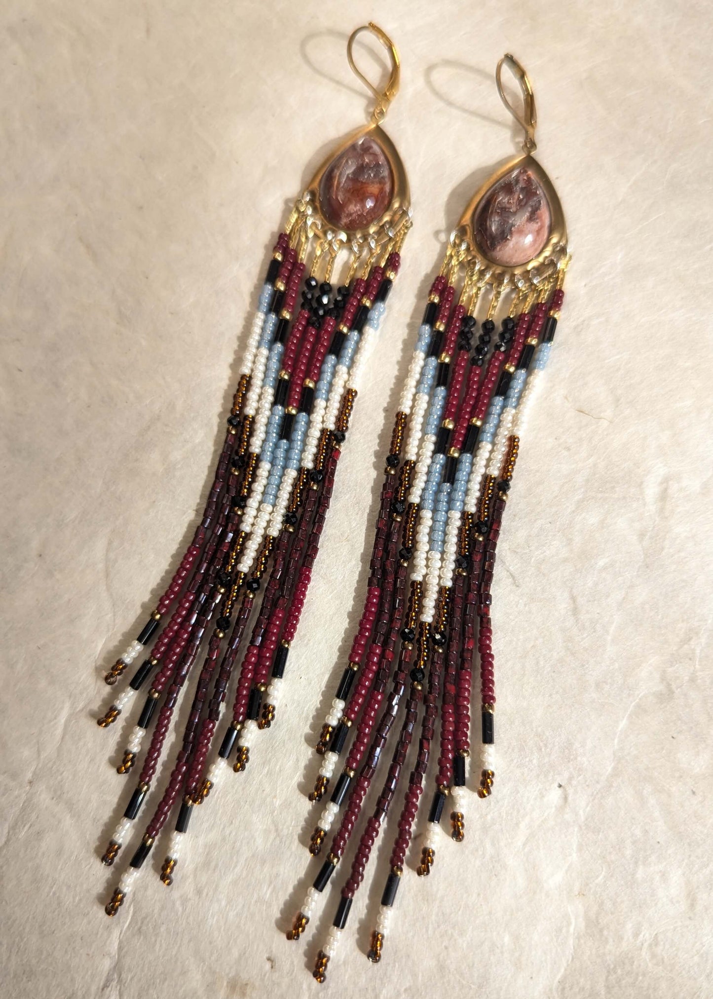 Florence Burgundy Beaded Earrings