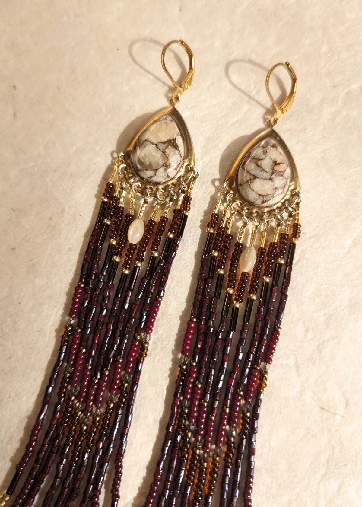 Queen Elizabeth Wine Beaded Earrings