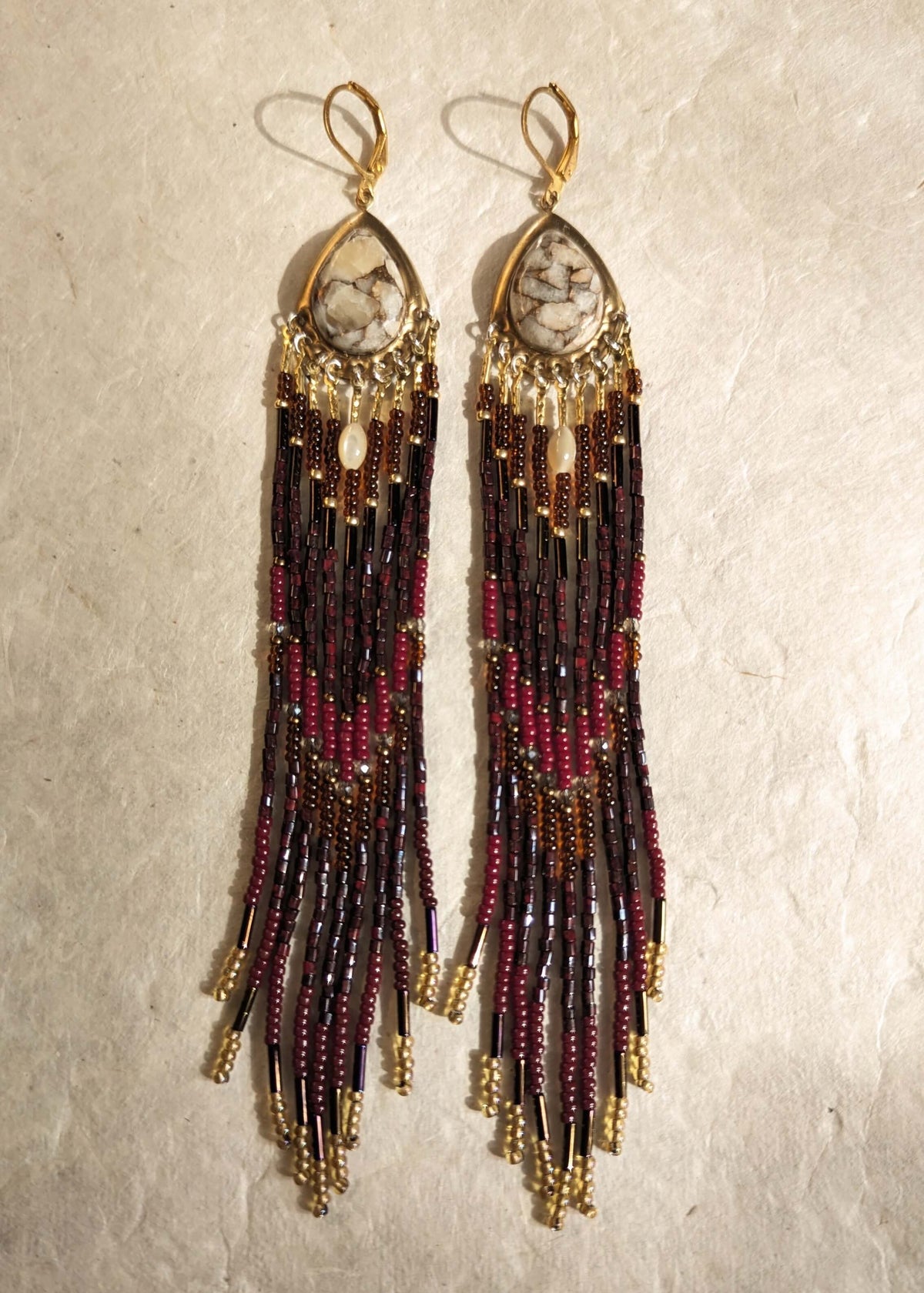 Queen Elizabeth Wine Beaded Earrings