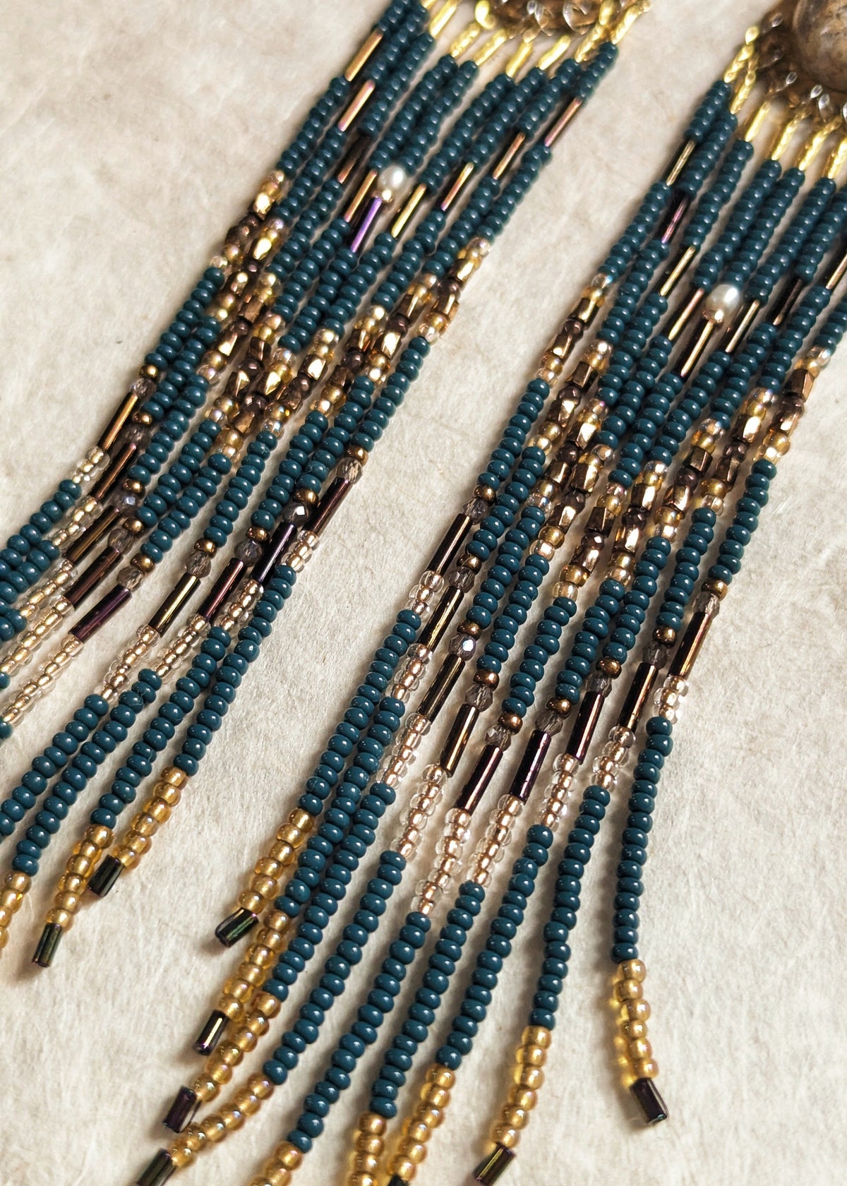 Mary Dark Green Beaded Earrings
