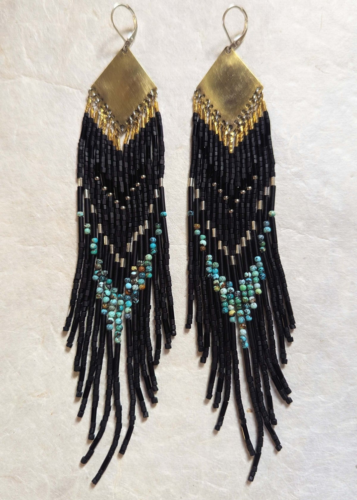 Lozen Matte Black Beaded Beaded Earrings