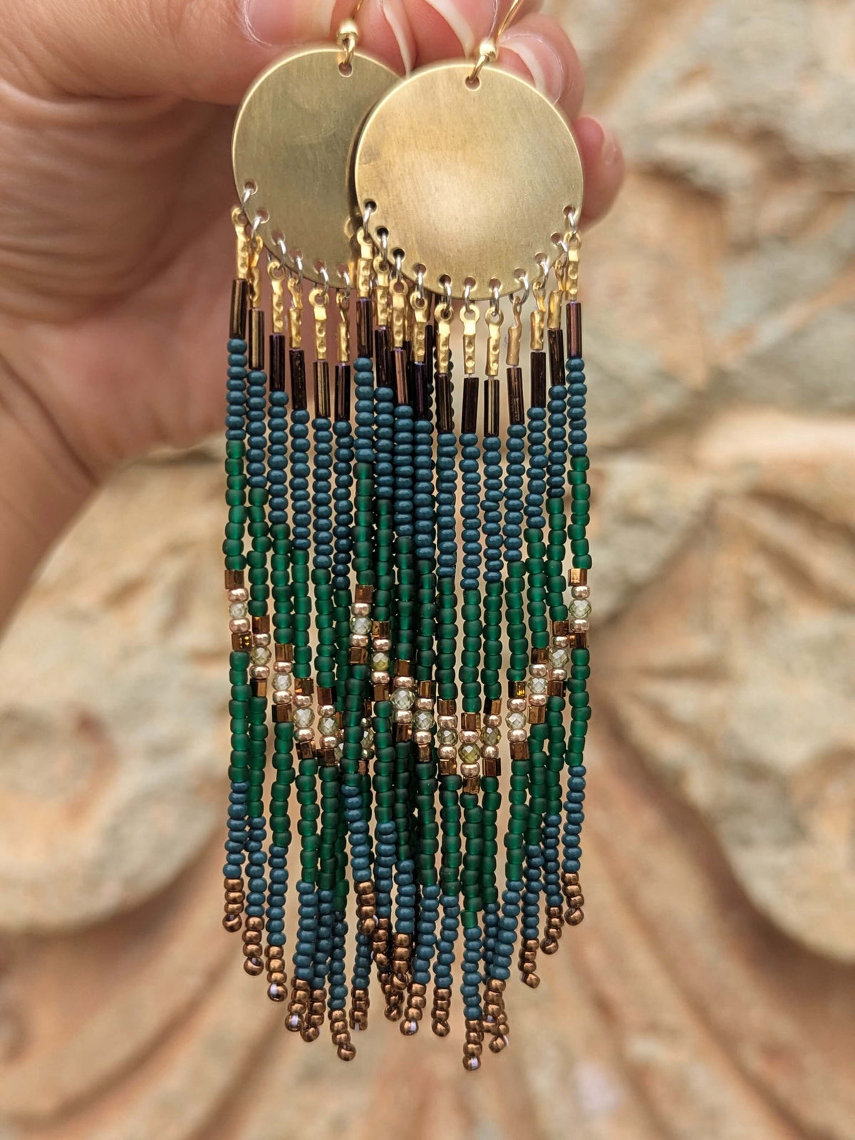 Maxima Green Beaded Earrings