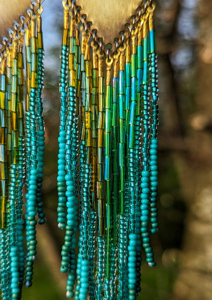 Brundtland Boucles d'Oreilles Perlées Turquoise Vert Irisé 