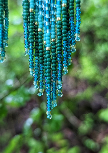 Boucles d'oreilles perlées vert royal hindou