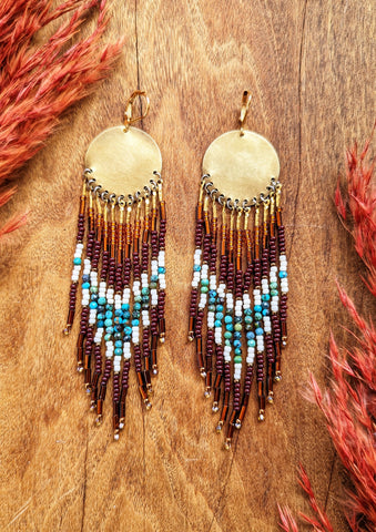 Salma Turquoise Fire Beaded Earrings