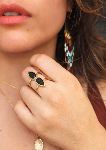 Ginni Double Onyx Vermeil Ring