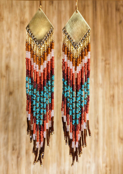 Toni Turquoise & Terracotta Beaded Earrings