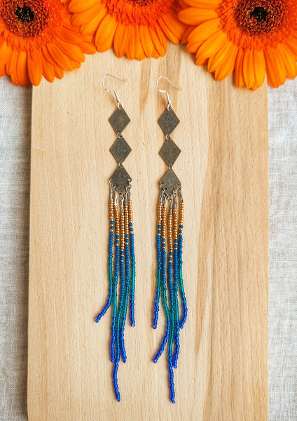Boucles d'Oreilles Perlées Donatella Blue Threader