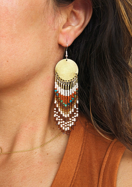 Boucles d'oreilles en perles Frida Turquoise Sunset
