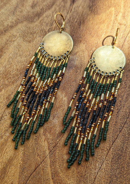 Aisholpan Golden Forest Beaded Earrings