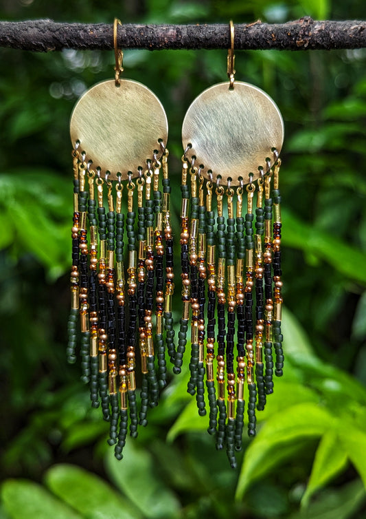 Boucles d'oreilles en perles de forêt dorée d'Aisholpan