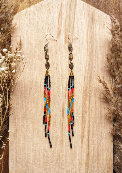 Boucles d'oreilles en perles indigènes classiques de Sacagawea 