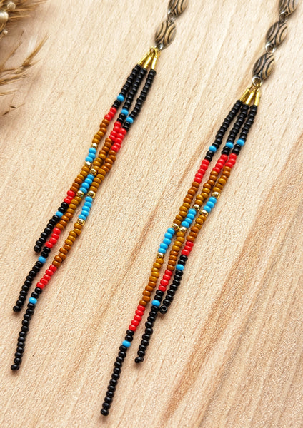 Boucles d'oreilles en perles indigènes classiques de Sacagawea 