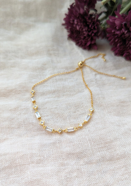 Valentina Gold Bracelet in White Crystals