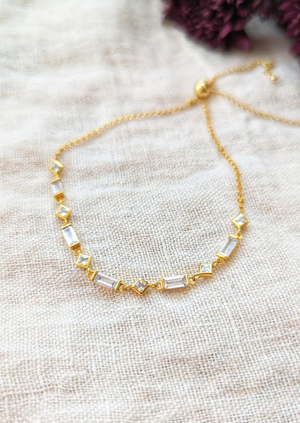 Valentina Gold Bracelet in White Crystals