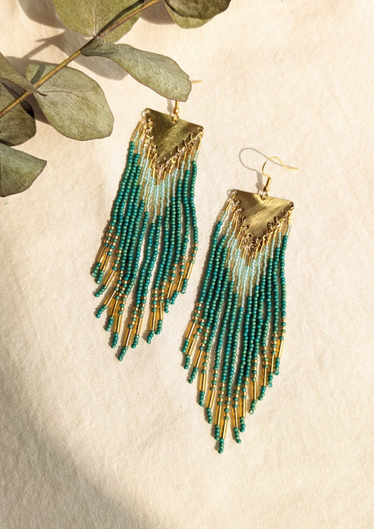 Green Seed Bead Earrings | Moon & Milk