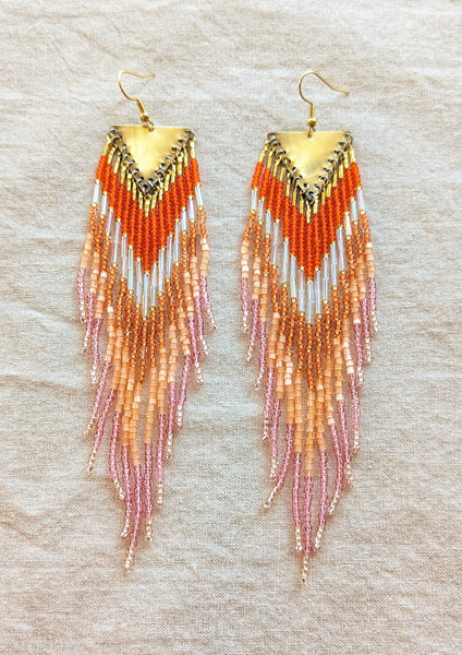 Ruth Iridescent Orange Beaded Earrings