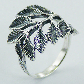 925 sterling silver leaf ring