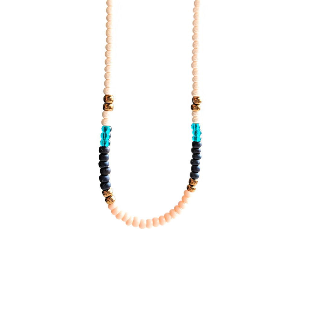 Multicolor seed bead choker necklace with a dainty sterling silver chain perfect for any summer outfit