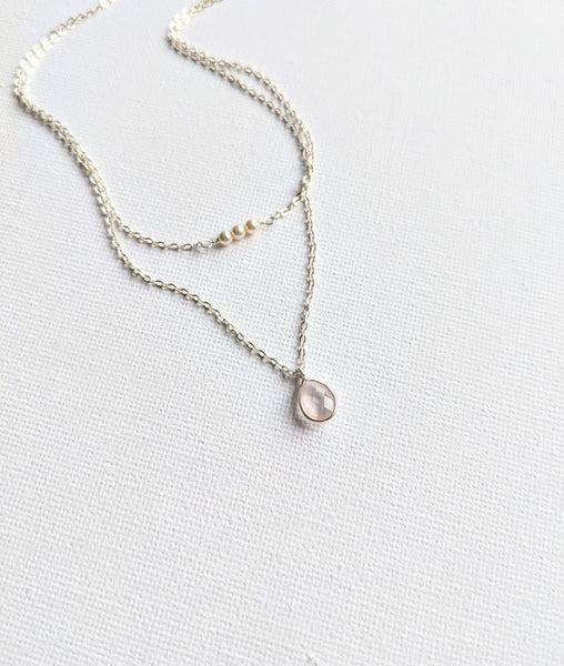 Las Patronas Rose Quartz Layer Necklace