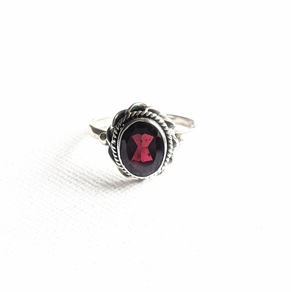 Rosie the Riveter Boho Garnet Ring