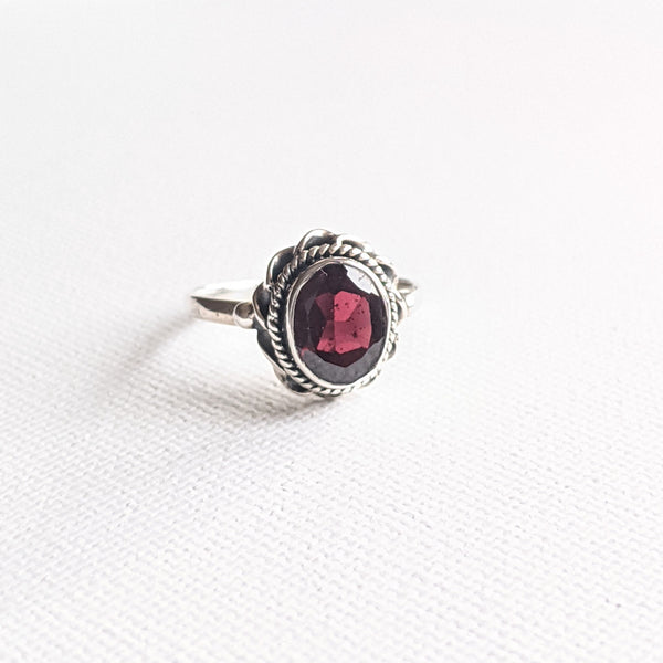 Rosie the Riveter Boho Garnet Ring