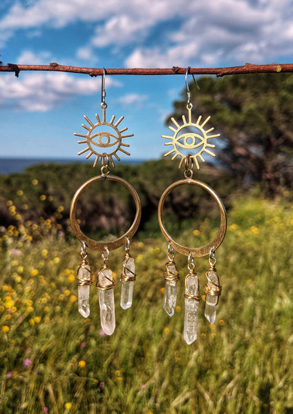 Helia Evil Eye Quartz Hoop Earrings
