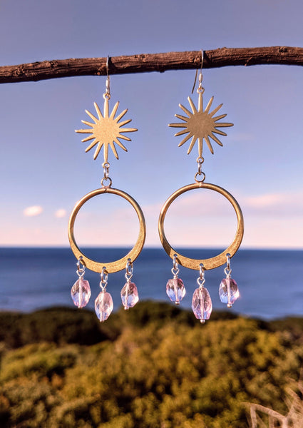 Boucles d'oreilles Theia Gold Sunburst Améthyste