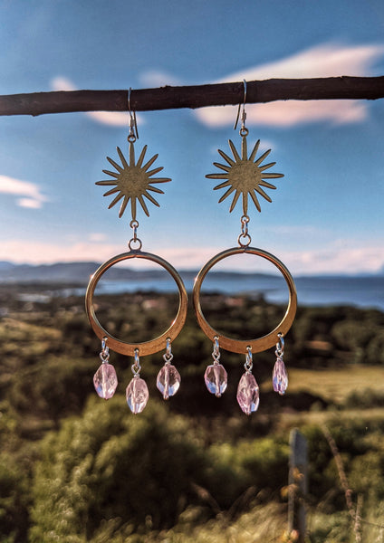 Boucles d'oreilles Theia Gold Sunburst Améthyste