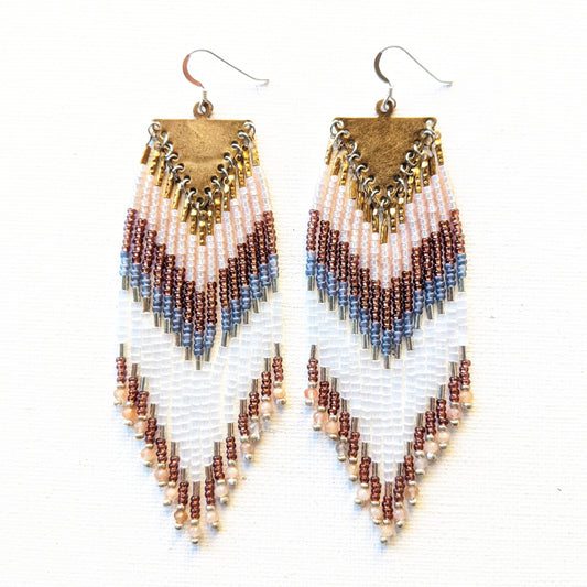 Jameela White Satin Fringe Earrings