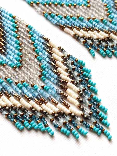 Joan of Arc Blue Chevron Earrings