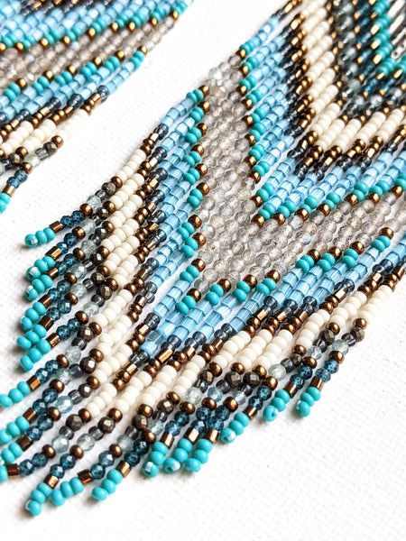 Joan of Arc Blue Chevron Earrings
