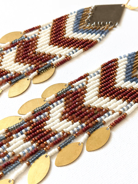 Alicia Sandstone Leaves Beaded Earrings