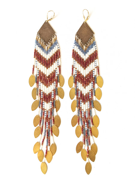 Alicia Sandstone Leaves Beaded Earrings